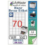 A4 Hazır Beyaz Etiket 40x20 mm 100 Sayfa 1 Paket 70 li Kendinden Yapışkanlı Fotokopi Lazer İnkjet Kağıdı Yazıcılar İçin