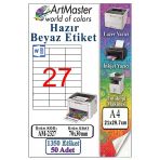 A4 Hazır Beyaz Etiket 70X30 Mm 50 Sayfa 1 Paket 27 Li Kendinden Yapışkanlı Fotokopi Lazer İnkjet Kağıdı Yazıcılar İçin