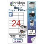 A4 Hazır Beyaz Etiket 70X36 Mm 10 Sayfa 1 Paket 24 Lü Kendinden Yapışkanlı Fotokopi Lazer İnkjet Kağıdı Yazıcılar İçin