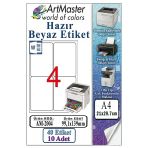 A4 Hazır Beyaz Etiket 99.1X139mm 10 Sayfa 1 Paket 4 Lü Kendinden Yapışkanlı Fotokopi Lazer İnkjet Kağıdı Yazıcılar İle