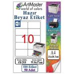 A4 Hazır Beyaz Etiket 99.1X57 Mm 50 Sayfa 1 Paket 10 Lu Kendinden Yapışkanlı Fotokopi Lazer İnkjet Kağıdı Yazıcılar İle