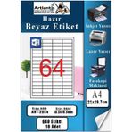 A4 Hazır Etiket 48.5X16.9 Mm 10 Sayfa 1 Paket 64 Lü Kendinden Yapışkanlı Fotokopi Lazer İnkjet Kağıdı Yazıcılar İçin Uyumlu