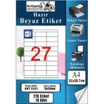 A4 Hazır Etiket 70X30 Mm 10 Sayfa 1 Paket 27 Li Kendinden Yapışkanlı Fotokopi Lazer İnkjet Kağıdı Yazıcılar İçin Uyumlu