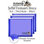 A4 Şeffaf Fermuarlı Dosya Mavi 3 Adet Pvc Fermuarlı Evrak Dosyası 24X34cm Çıtçıtlı Belge Evrak Dosyası Ofis Büro Okul
