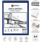 A4 Spiralli Eskiz Defteri, 40 Yaprak, Kurşun Kalem ve Karakalem Için, Öğrenci, Tasarımcı ve Pr - Standart