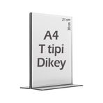 A4 T-Tipi Dikey Şeffaf Föylük Menü Broşürlük Etiketlik lık