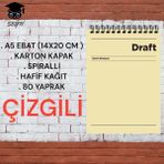 A5 14X20 cm Çizgili 80 Yaprak Üstten Açılır Karton Kapak Telli Hafif Kağıt 1.hamur Perfore Draft Ser Sarı Tek Ebat Orta Boy Spiralli Çizgili Not Defteri Karton A5 80 Yaprak