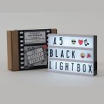 A5 Boyutunda Masa ve Gece Lambası Işıklı Yazı Panosu Lightbox Led Işık Lamba Aydınlatma 96 Adet Harf Rakam ve Sembolleri ile - Siyah