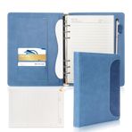 A5 ciltleme not defteri, klasör, poliüretan deri not defteri, 100 yaprak şeritli kağıt, 6 halkalı A5 ciltleyici, 4 kart cepli, Cover Color Blocking Business Notebook ofis için, öğrenci egzersiz kitabı