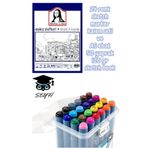 A5 ebat 50 yaprak 120 gr sketch book ve 24 renk sketch marker kalem seti