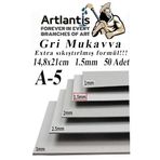 A5 Mukavva Gri 1.5 Mm 50 Adet 1 Paket 14,8X21 Cm A-5 Mukavva 1,5 Mm Kalinliginda A-5 Mukavva