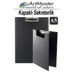 A5 Siyah Kapaklı Sekreterlik 1 Adet Renkli Klipsli Metal Mekanizmalı 80 Yaprak Kapasiteli Ofis Büro