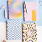 A5 Spiralli Karton Kapak Kareli Defteri 80 yaprak 4'lü Set - Ders Programlı
