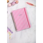 A5 Süresiz Haftalık Planlayıcı Spiralli Kuşe Kapak - Pembe Çizgili