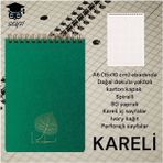 A6 (10X15 Cm) Kareli 80 Yaprak Üstten Telli Defter Karton Kapak Krem Renk Kağıt 1. Hamur Not Defteri