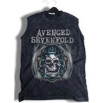 A7X Avenged Sevenfold Yazılı Yıkamalı Kolsuz Tişört, Unisex Rock Band Temalı Sıfır Kol Retro Atlet - Siyah - 3XL