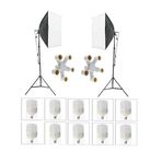 AA Plus 5 Duylu Softbox (2 Adet) + 2 M Işık Ayağı +10 Adet 20 Watt Led Lamba (Toplam 18000 Lümen) Beyaz