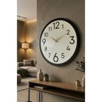 AA Shop 50 cm Ahşap Siyah Beyaz Renk Yuvarlak Duvar Saati Sessiz Mekanizma ile Minimalist Tasarım