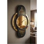AA Shop 70CM Siyah Renk Gold Altın Detaylı Sayılı Hediyelik Ahşap Dekoratif Sessiz Büyük Boy Duvar Saati