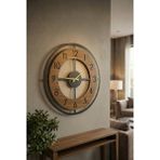 AA Shop Ahşap Siyah Ceviz Desenli Yuvarlak Sessiz Duvar Saati 50 cm MDF Malzeme - Siyah - Ceviz