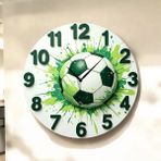 AA Shop Futbol Top Renkli Baskı Desenli Sayılı Hediyelik Ahşap Sessiz Tablo Duvar Saati