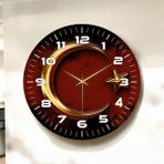 AA Shop Renkli Baskı Ay Yıldız Desenli Ahşap Duvar Saati 45CM Modern Tasarım Yuvarlak Sessiz Saat