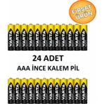Aaa Kalem Pil 24'lü | Süper Güçlü | Uzun Ömürlü Çinko Karbon | Ekonomik Paket