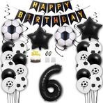 Aabellay Futbol Balon Seti 6 Yaş Doğum Günü Dekorasyonu Yeşil Futbol Temalı Parti Folyo Balon Lateks Balonlar Doğum Günün Kutlu Olsun Banner Gençler Futbol Taraftarları için Pasta Dekorasyonu