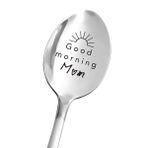 Aakihi Best Mom Gifts - Good Morning Mom Kaşığı - Komik Anne Kaşığı Oyma Paslanmaz Çelik - Çay Kahve Kaşığı - Kız Oğul Kocadan Anne Hediyesi - Mükemmel Anneler Günü/Doğum Günü/Noel Hediyeleri