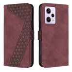 AAOCLO Xiaomi Poco X5pro Pocox5pro Redmi Note 12 Pro Note12Pro 22101316C 22101316I 22101320G ile Uyumlu Düşme Önleyici Kapaklı Deri Kılıf (Şarap kırmızısı, Redmi Note 12pro)