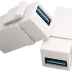 AAOTOKK USB Anahtar Taşı Adaptör USB 3.0 A Anahtar Taşı Jak Takma Dişi - Dişi Konektör Adaptör Duvar Plakası Çıkış Paneli için (Beyaz/2'li Paket)