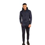 Aarhon Erkek eşofman yarım Zip tam kollu kazak polar üst ve alt kordon seti Hood koşu takım elbise seti, lacivert, XL