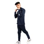 Aarhon Erkekler yarım Zip eşofman Contast cep Set alt yakalı üst Joggers rahat polar Slim Fit spor takım elbise, lacivert, L