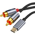 AARONMEI Cep telefonları, dizüstü bilgisayarlar, tabletler, ev sineması, DVD, amplifikatörler, hoparlörler, subwoofer'lar araç ses sistemi için C Tipi - 2 erkek RCA ses kablosu. (3ft) (3 fit)