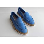 Aayak&Kabımofficial Hakiki Deri Mavi Günlük Kadın Ayakkabı Loafer Makosen Mavi 39