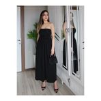AB LOOKS Kadın Nera Straplez Scuba Kumaş Bele Oturan Korseli Esnek Kloş Elbise Uzun Maxi Elbise
