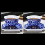 Ab Mavi ve Beyaz Çiçek Çay Fincan Tabağı ile Porselen Çay Kase Jingdezhen Seramik Kung Fu Çay Fincanı Kahve Bira Şarap Kupası (Yurt Dışından) - 1 Adet - Renkli - 1 lt