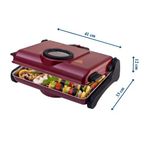 Ab660 1200W Kırmızı Elektrikli Izgara,Gözetleme Camlı, Kokusuz & Dumansız Mangal, Barbekü, Tek Telli Izgara