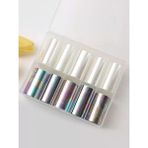 Aba Nails 10LU Tırnak Süsleme Folyosu Şeffaf ve Koyu Holografik Dizayn Nail Art Transfer Folyo WNF-045 - Çok Renkli