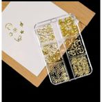 Aba Nails Ay Yıldız ve Kelebek Dizayn 6 Grit Metal Tırnak Süsleme Charm Gold Nail Art Charm Taşları WN-530