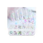 aba nails Holografik Parlak Şeffaf Tırnak Süsleme Folyo Pulları Karışık Dizayn Kelebek Kalp Yıldızlar Nail Art