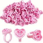 Aba Nails Ipek Kirpik Volume Yapıştırıcı Yüzüğü Nail Art Yüzük 100LÜ - Pembe