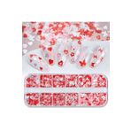 aba nails Kırmızı Tırnak Süsleme Folyo Pulları Karışık Dizayn Kelebek Kalp Çiçek Nail Art