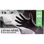 aba nails Pudrasız Siyah Nitril Eldiven Medium HasPet 100lü