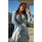 Abalı Uzun Yazlık Triko Hırka