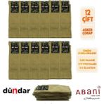 Abani Classic 12 Çift Asker Çorabı Dündar Pamuklu Soket Asker Yeşili Dikişsiz Çorap 4 Mevsim Yüksel Kalite - 40 - 44