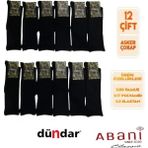 Abani Classic 12 Çift Asker Çorabı Dündar Pamuklu Soket Siyah Dikişsiz Çorap 4 Mevsim Yüksel Kalite - 40 - 44
