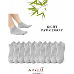 Abani Classic 12 Çift Kısa Patik Erkek Bambu Çorap - 41 - 44 - Gri