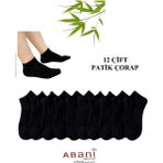 Abani Classic 12 Çift Kısa Patik Erkek Bambu Çorap - 41 - 44 - Siyah