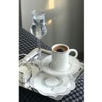 Abant 1 Adet Lüx Paslanmaz Çelik Kare Gümüş Renk 21x21cm Kahve Servis Sunum Tepsisi&tabağı